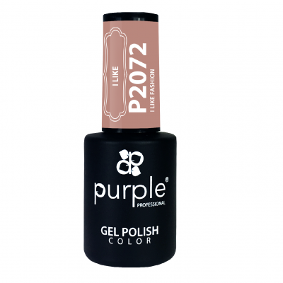Frasco de verniz gel para unhas Purple Professional preto com etiqueta rosa