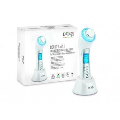 Dispositivo facial BEAUTY 5in1 branco com visor digital e embalagem