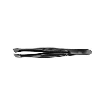 Pinça preta de metal com superfície texturada