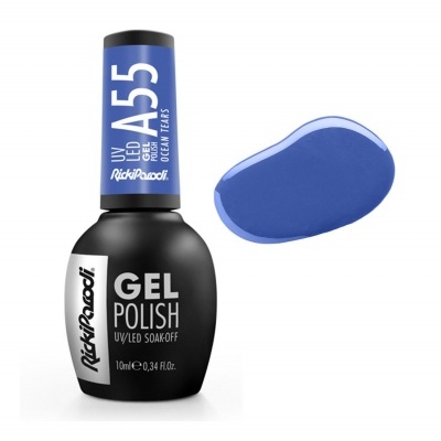Esmalte em gel azul RickiParodi com amostra da cor