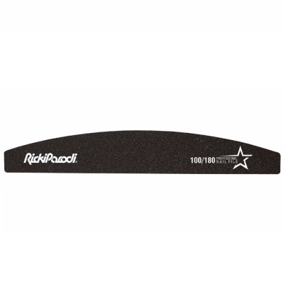 Lima de unhas preta com texto e estrela branca