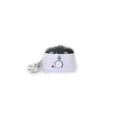 Aparelho eléctrico branco com tampa preta e botão rotativo