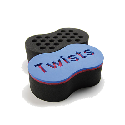 Esponjas de limpeza fitness preta e azul com palavra 'Twists'