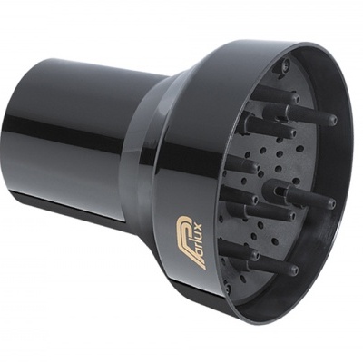 Difusor de cabelo preto em plástico brilhante com pinos e logo Born Lux