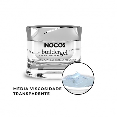 Frasco de gel transparente para unhas INOCOS com tampa prateada