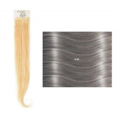 Extensão de cabelo loiro claro e amostra de cabelo castanho acinzentado