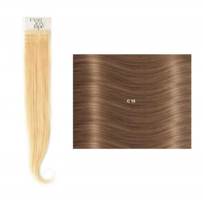 Extensão de cabelo loiro claro com amostra de cabelo castanho claro C 15