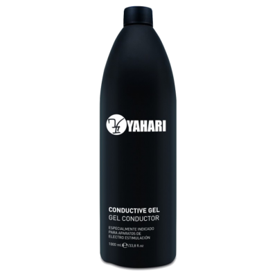 Garrafa preta de gel condutor YAHARI com texto branco