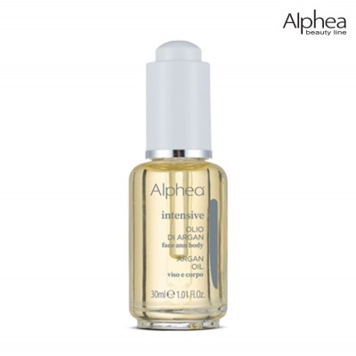 Frasco de óleo de argão Alphea para rosto e corpo, 30ml, com tampa branca