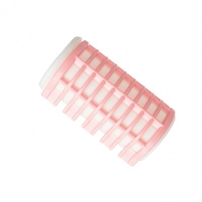 Rolo de cabelo cor-de-rosa com estrutura de grade e tampas brancas