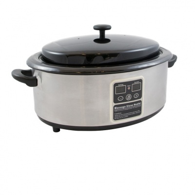 Panela eletrica em aço inoxidável com tampa preta e painel digital