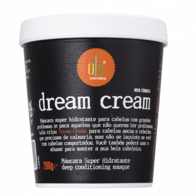 Embalagem preta de creme para cabelo Ola Cosmetics Dream Cream 200g com tampa branca