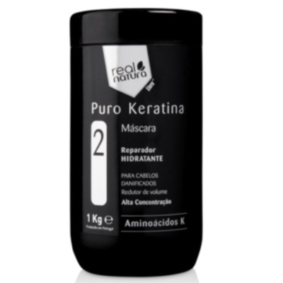Frasco preto de creme capilar Real Natura Puro Keratina