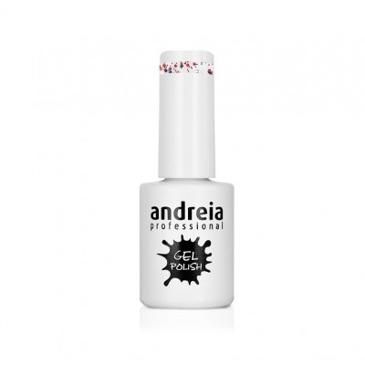 Frasco branco de verniz gel de unhas Andreia Professional com tampa branca decorada