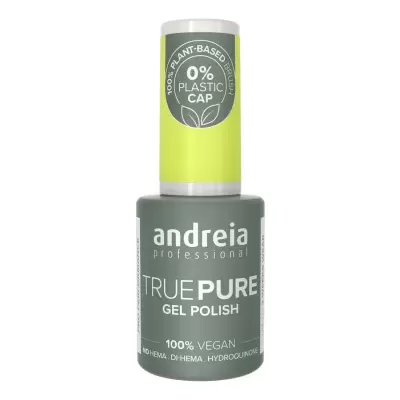 Frasco de verniz gel para unhas verde da marca andreia professional com tampa verde claro e etiqueta informativa.