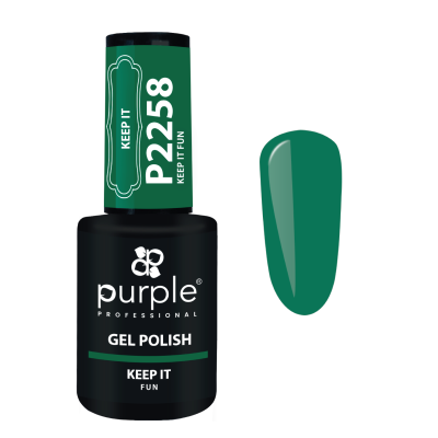 Verniz de gel verde da Purple Professional com frasco preto e tampa verde