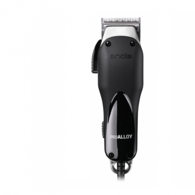 Máquina de cortar cabelo eléctrica andis preta com inscrições PRO ALLOY