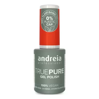 Frasco de verniz gel para unhas Andreia True Pure com tampa branca e vermelho alaranjado