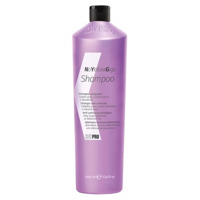 Frasco de champô roxo NoYellowGloss de 1000 ml com tampa preta.