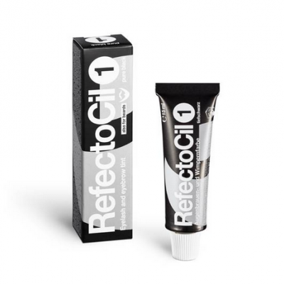 Tubo preto e embalagem do corante para pestanas RefectoCil 1 Warm Graphite