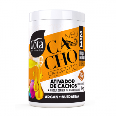 frasco plástico branco ativador de cachos Gota Dourada 1 kg