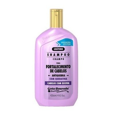 Frasco de shampoo Gota Dourada cor de rosa com tampa dourada