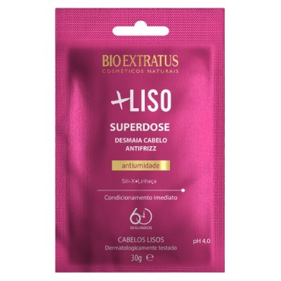 sache rosa de condicionador Bio Extratus + Liso Superdose