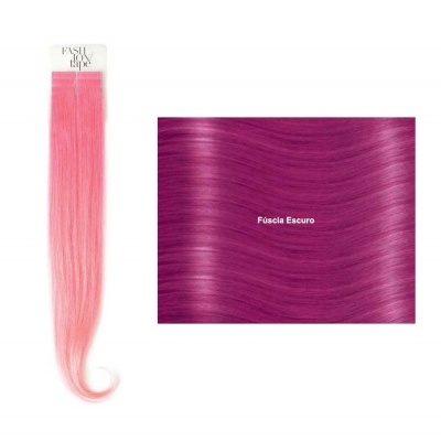 Extensões de cabelo sintético em tons rosa claro e fúcsia escuro