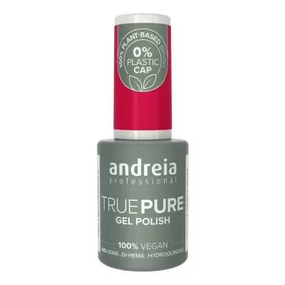 Verniz gel Andreia Professional TRUE PURE cinza com tampa vermelha e verde
