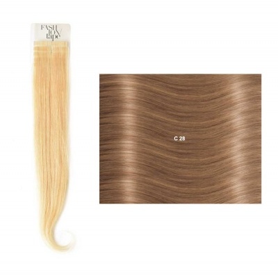 Extensão de cabelo loiro claro e amostra de cabelo castanho claro liso