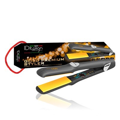 Prancha alisadora profissional IDItalian Gold Premium Styler com placas douradas
