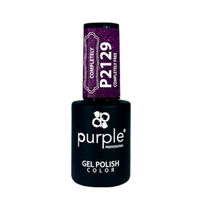 Frasco de verniz gel roxo com glitter da marca Purple