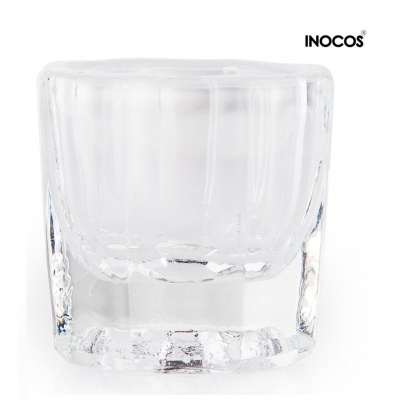 Pote de vidro transparente para unhas com logotipo INOCOS
