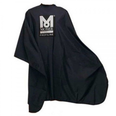 Capa de corte preta masculina com logo MOSER PROFILINE