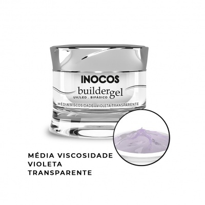 Frasco de gel para unhas INOCOS buildgel média viscosidade violeta transparente