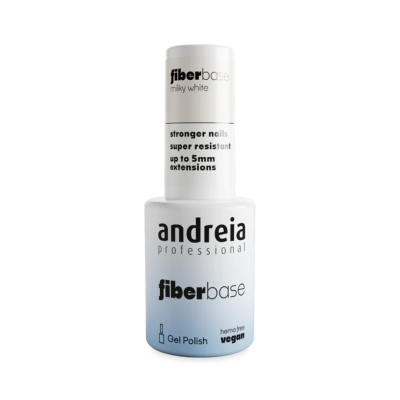 Frasco de verniz gel para unhas andreia professional fiberbase milky white