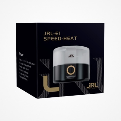 Embalagem do aquecedor de cera JRL-EI SPEED-HEAT preto com tampa transparente e botão dourado