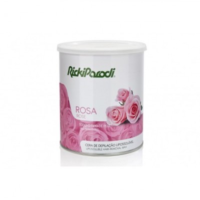 Lata de cera de depilação rosa com flores e texto