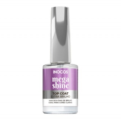 Frasco de verniz para unhas Inocos Mega Shine Top Coat