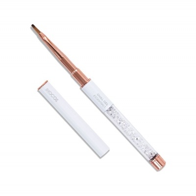 Lápis para sobrancelhas branco e rosa dourado com cristais e tampa