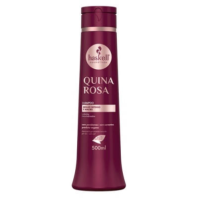 Frasco bordô de champô Haskell Quina Rosa 500ml