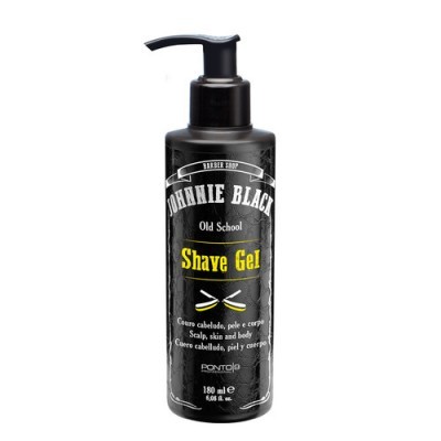 Gel de barbear Johnnie Black Old School Shave Gel em frasco preto com dispenser