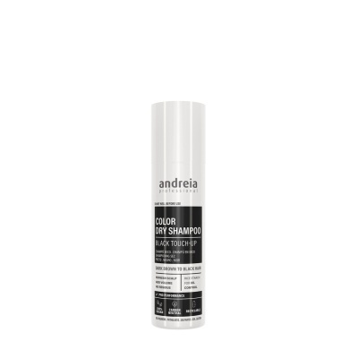Spray champô seco Andreia Color Dry Shampoo Black Touch-Up embalagem branca