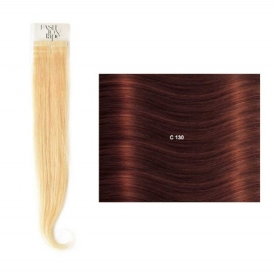 Extensões de cabelo loiro claro e amostra castanho escuro com código C 130