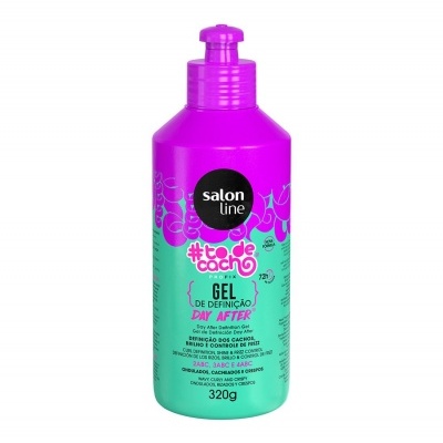 Frasco rosa e verde de gel para cabelo Salon Line #todecachô PORTER