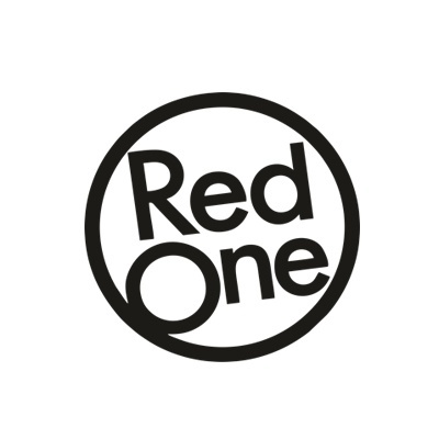 Logótipo circular a preto com texto Red One