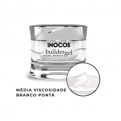 Frasco de gel para unhas Inocos builder gel média viscosidade branco ponta