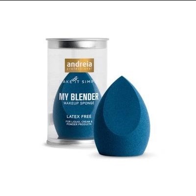 Esponja de maquilhagem azul escura com embalagem transparente