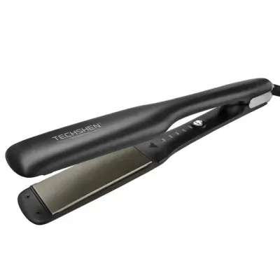 Prancha de cabelo preta TECHSHEN com placas cerâmicas douradas