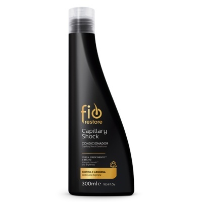 Frasco preto de condicionador fio restore Capillary Shock